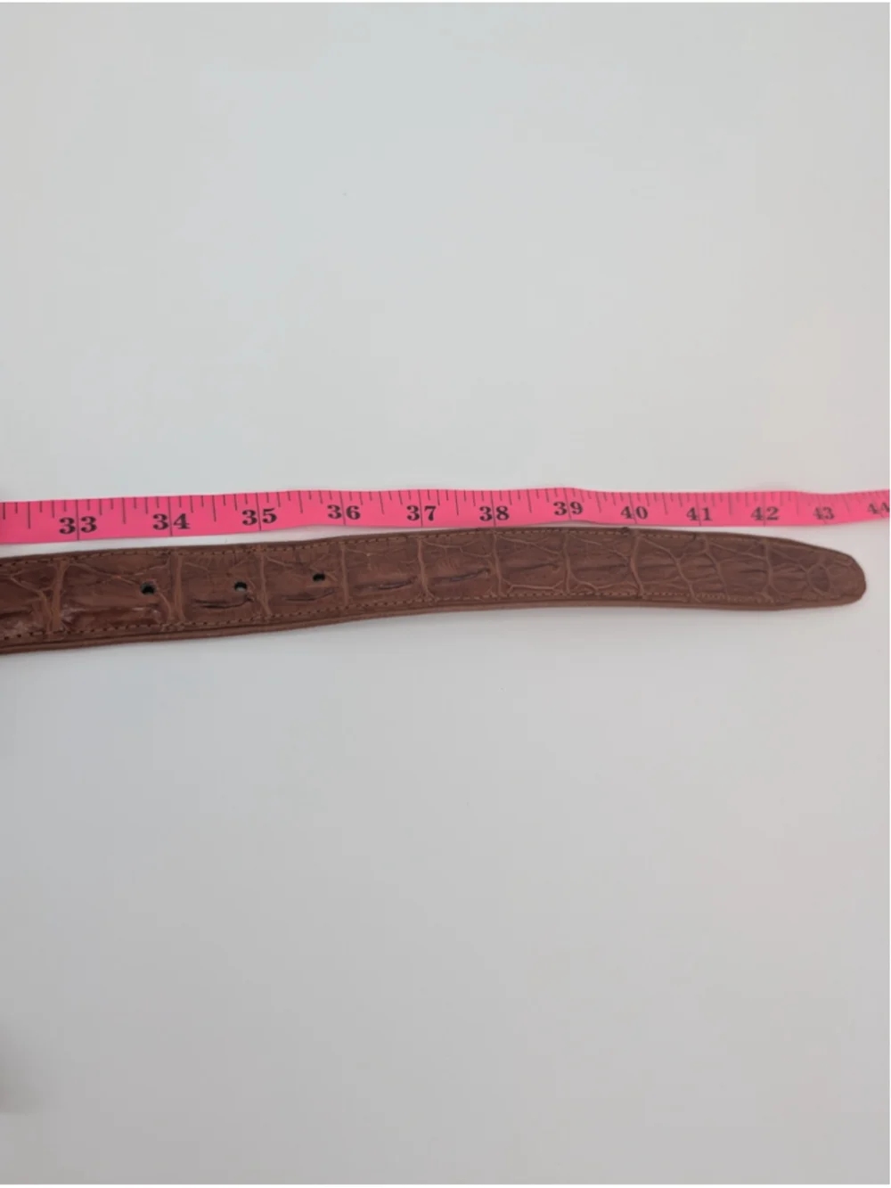 Vintage Brown Croc Embossed Leather Belt Gold Silver Cable Buckle 90s Western